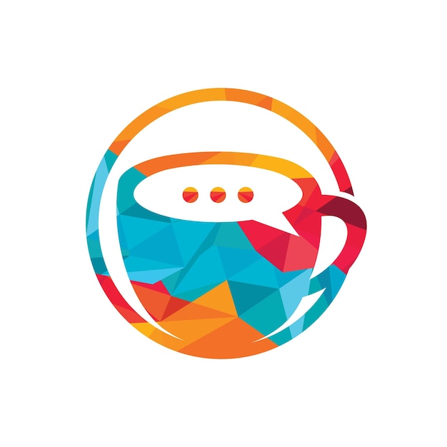 Diseño de logotipo vectorial de charla de café