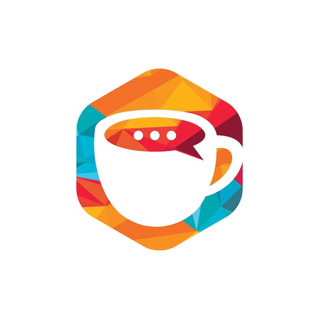 Diseño de logotipo vectorial de charla de café