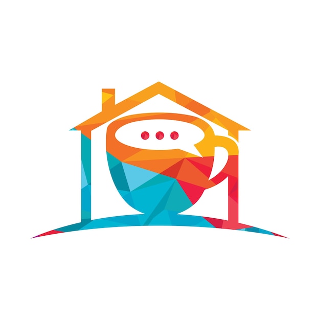 Diseño de logotipo vectorial de charla de café
