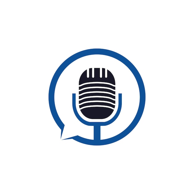 Diseño de logotipo vectorial de charla de podcast