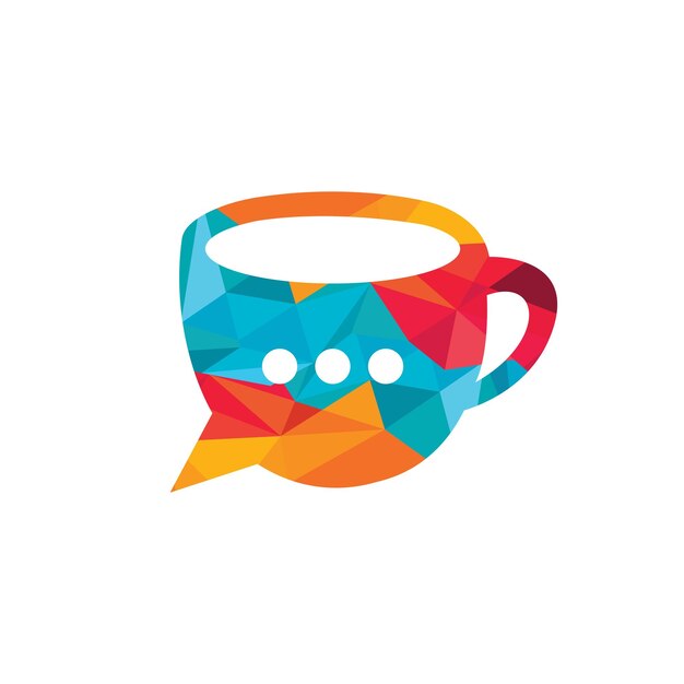 Diseño de logotipo vectorial de chat de café