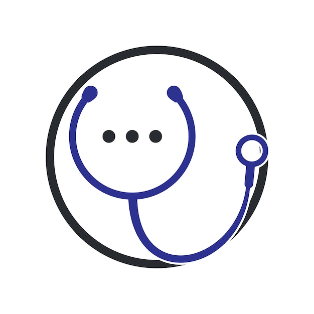 Diseño de logotipo vectorial de chat y conversación médica Concepto de logotipo de ayuda y consulta médica