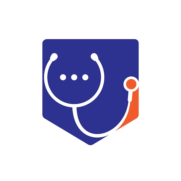 Diseño de logotipo vectorial de chat y conversación médica Concepto de logotipo de ayuda y consulta médica