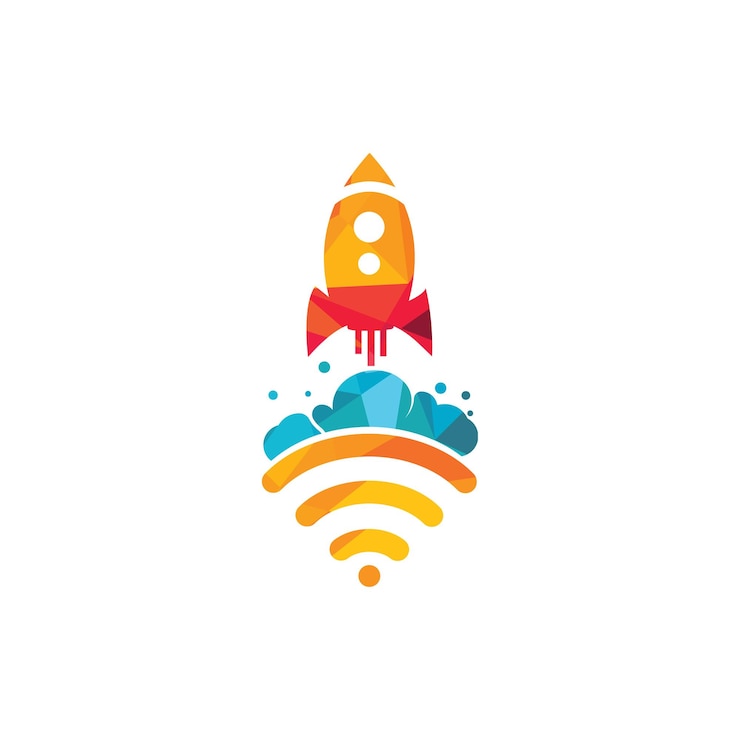 Vector diseño de logotipo vectorial de cohete wifi