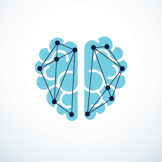 Diseño de logotipo vectorial de concepto de inteligencia artificial, mente digital e inteligencia. Cerebro anatómico humano dentro de la bombilla con icono de elementos de tecnología electrónica. Software inteligente, idea futurista.