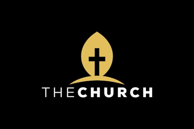 Diseño de logotipo vectorial cristiano y pacífico de signo de iglesia profesional y minimalista de moda