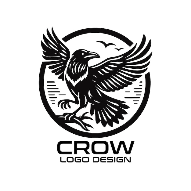 Diseño de logotipo vectorial de cuervo