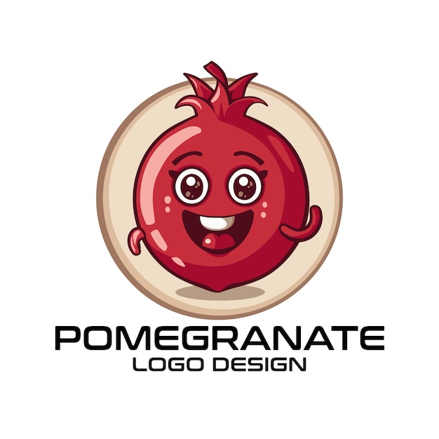 Diseño de logotipo vectorial de dibujos animados de granada