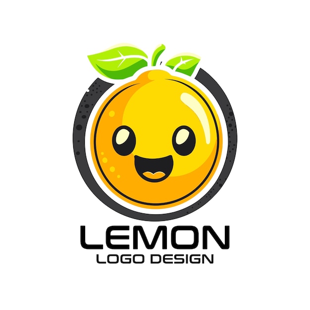 Diseño de logotipo vectorial de dibujos animados de limón