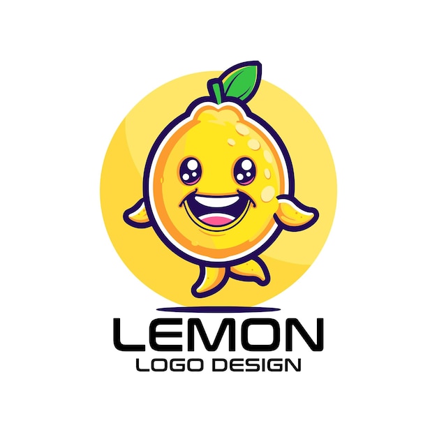 Diseño de logotipo vectorial de dibujos animados de limón