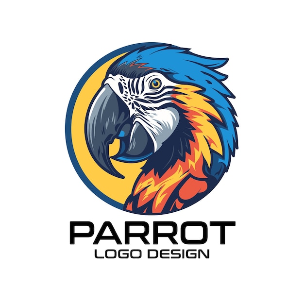 Diseño del logotipo vectorial de dibujos animados de loro