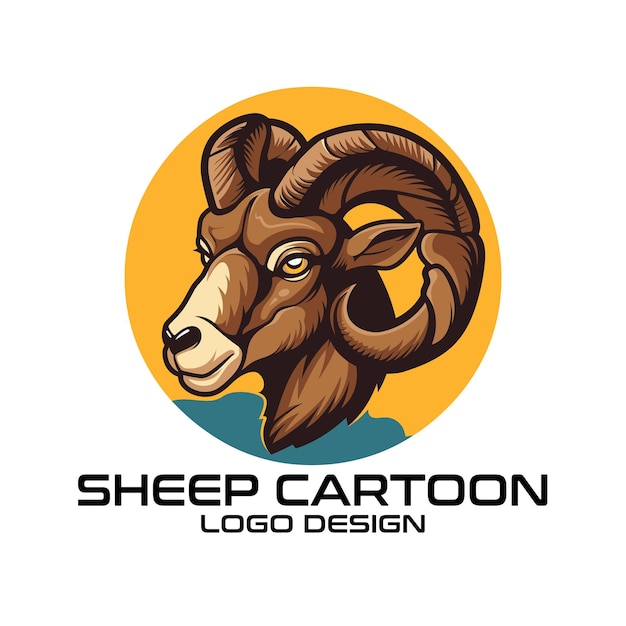 Diseño de logotipo vectorial de dibujos animados de ovejas