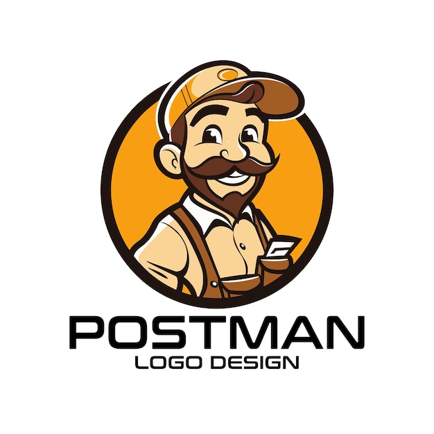 Diseño del logotipo vectorial de dibujos animados de Postman