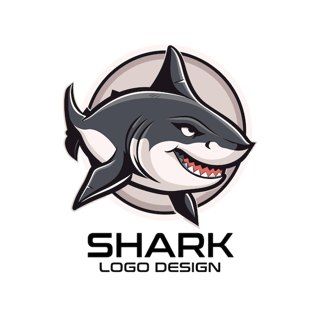 Diseño de logotipo vectorial de dibujos animados de tiburones