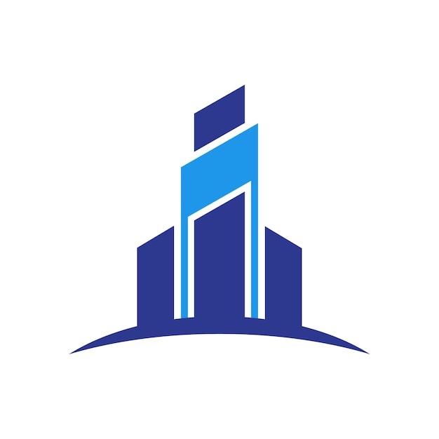 Diseño del logotipo vectorial de los edificios azules