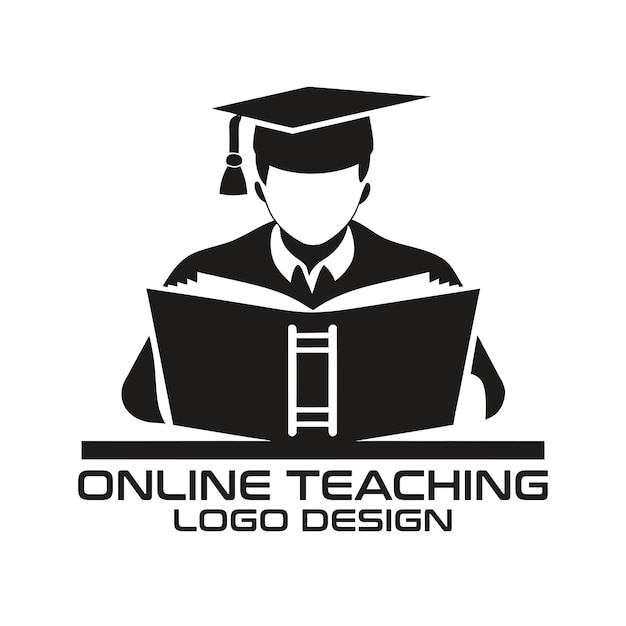 Diseño de logotipo vectorial de enseñanza en línea