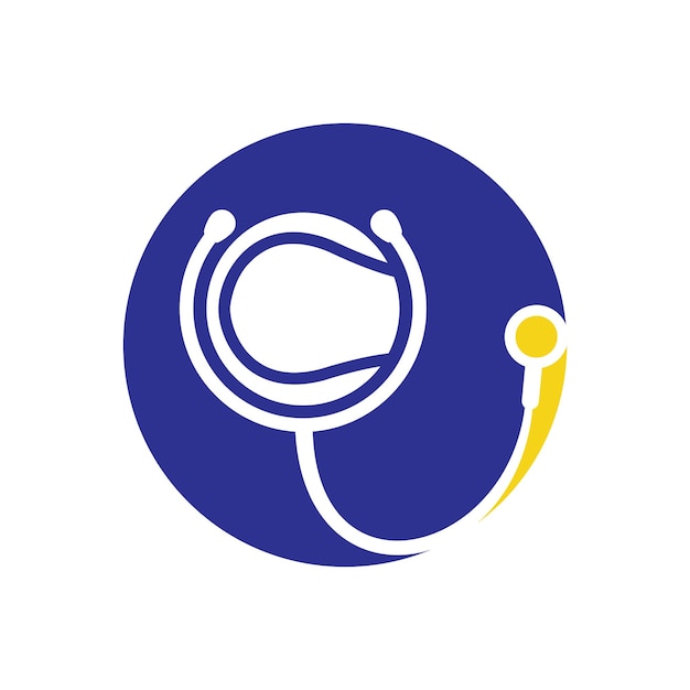 Diseño de logotipo vectorial de estetoscopio de tenis