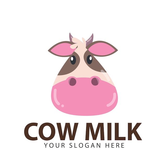 Diseño de logotipo vectorial en estilo lineal moderno. escudo de armas con cabeza de vaca para la industria lechera Leche