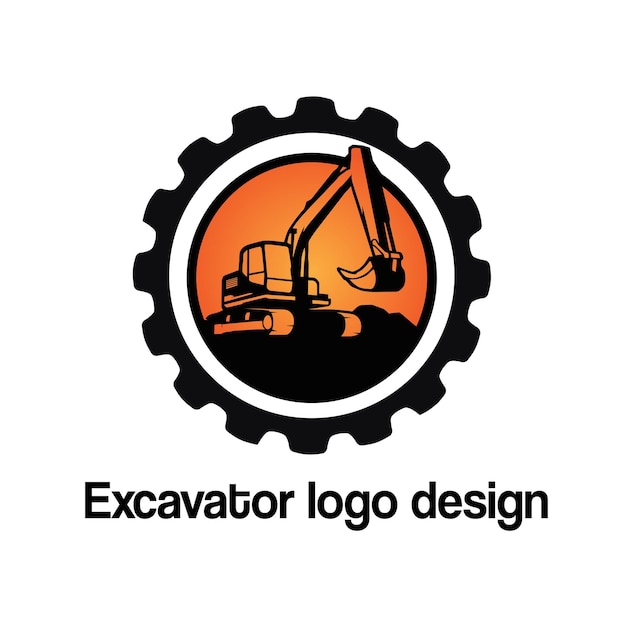 Diseño de logotipo vectorial de excavadora