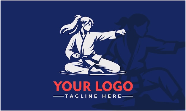 Diseño de logotipo vectorial de Fimale Jiujitsu Vector de logotipo de luchador de mujeres de belleza Vector de arte marcial de mujeres de día