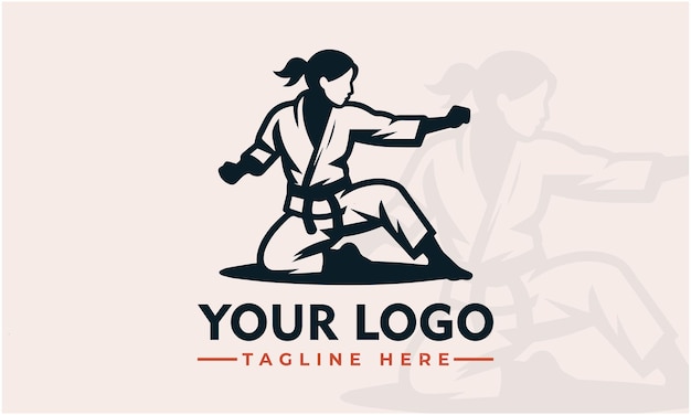 Diseño de logotipo vectorial de Fimale Jiujitsu Vector de logotipo de luchador de mujeres de belleza Vector de arte marcial de mujeres de día