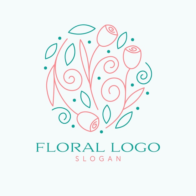 Diseño de logotipo vectorial floral emblema de flores y hojas de tulipán plantilla de logotipo de cosméticos