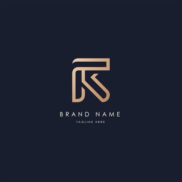Diseño de logotipo vectorial FR imagen vectorial estilo alfabético de lujo dorado