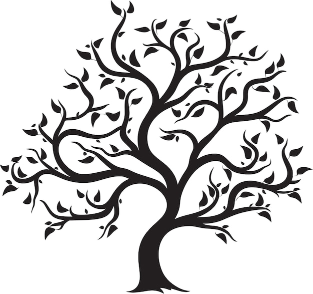 Diseño del logotipo vectorial de Gaunt Graphics de líneas de lengua de la rama seca Emblema de la extremidad del árbol sin vida