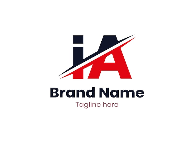 Diseño de logotipo vectorial IA dividido por línea plantilla de logotipo IA con color rojo y negro logotipo AI letra AI