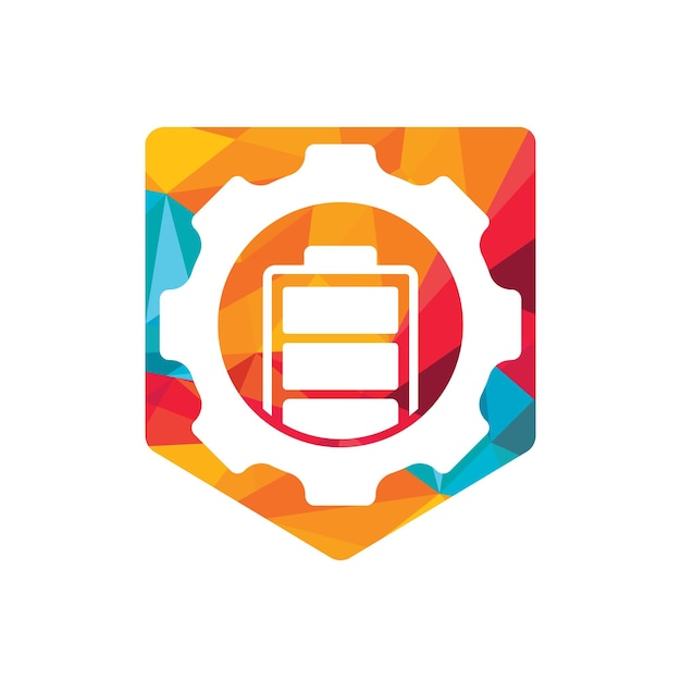 Diseño de logotipo vectorial de icono de batería y engranaje