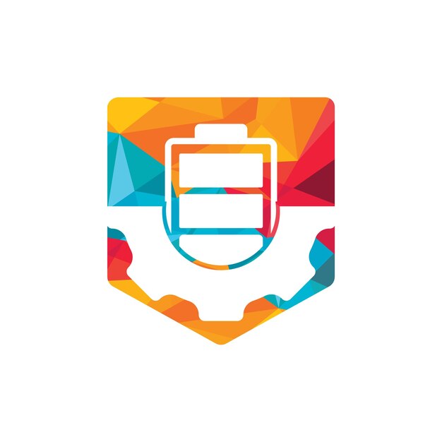 Diseño de logotipo vectorial de icono de batería y engranaje