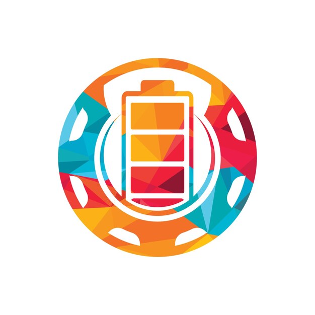 Diseño de logotipo vectorial de icono de batería y engranaje