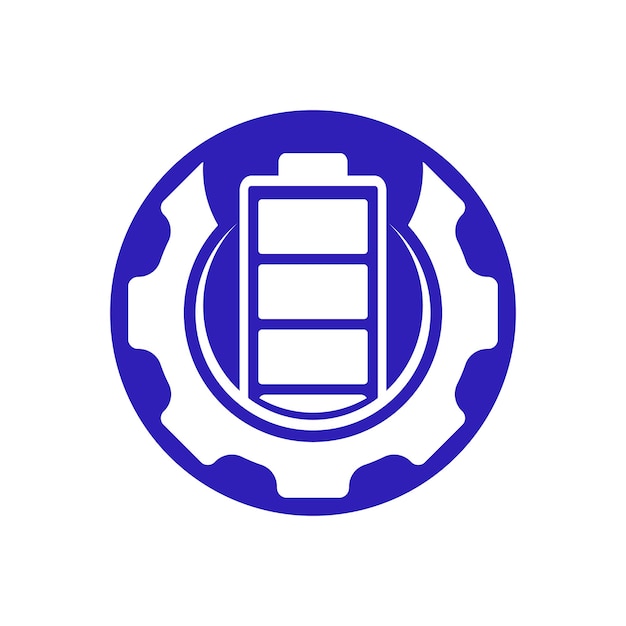 Diseño de logotipo vectorial de icono de batería y engranaje