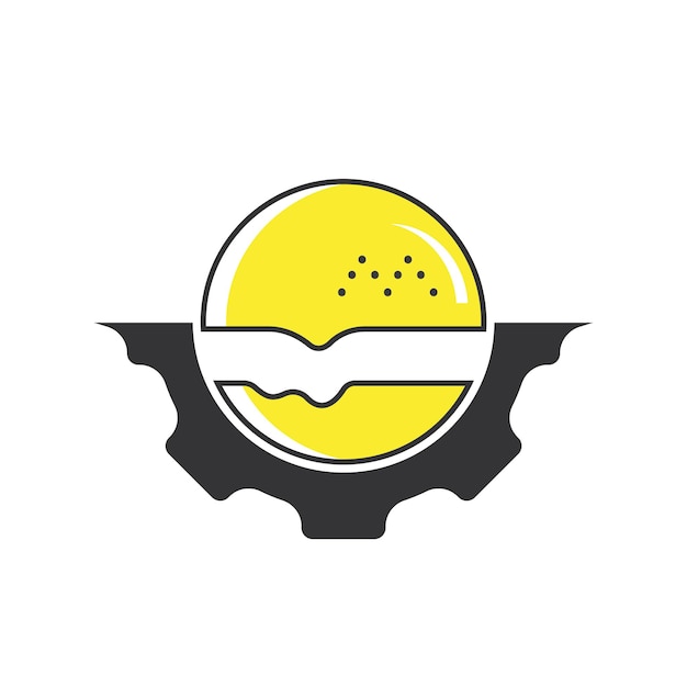 Diseño de logotipo vectorial de icono de hamburguesa y engranaje