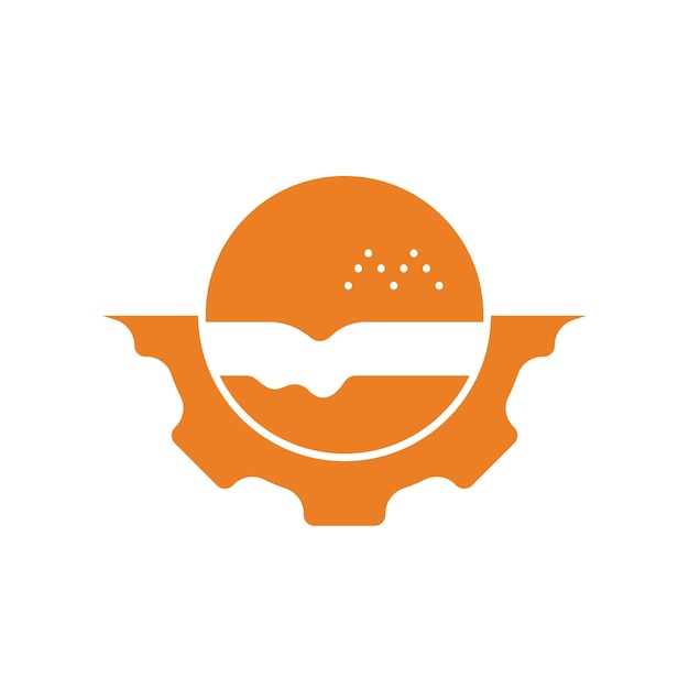 Diseño de logotipo vectorial de icono de hamburguesa y engranaje