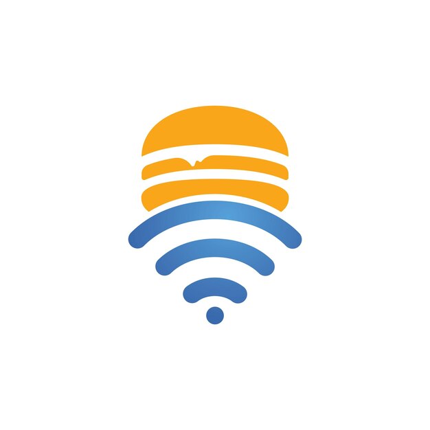 Diseño de logotipo vectorial de icono de señal de hamburguesa y WiFi