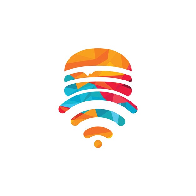 Diseño de logotipo vectorial de icono de señal de hamburguesa y WiFi