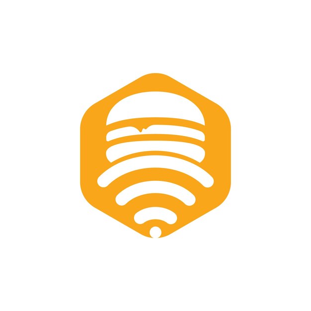 Diseño de logotipo vectorial de icono de señal de hamburguesa y WiFi