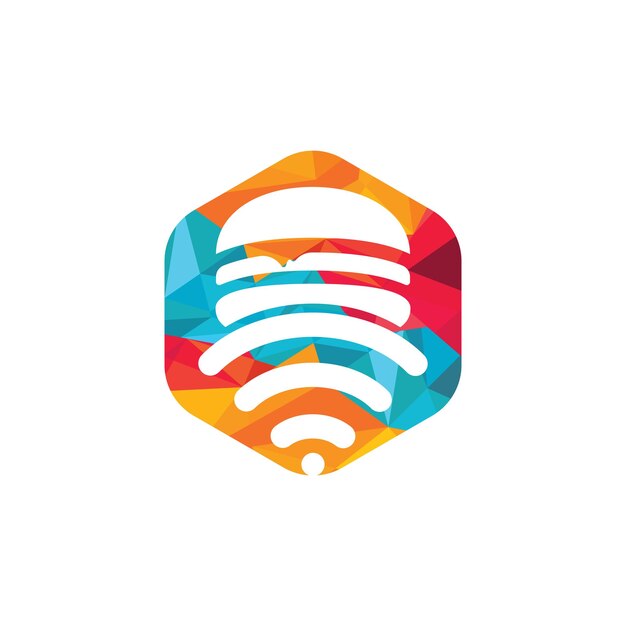 Diseño de logotipo vectorial de icono de señal de hamburguesa y WiFi