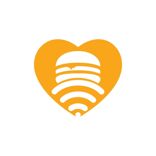 Diseño de logotipo vectorial de icono de señal de hamburguesa y WiFi