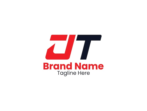 Diseño del logotipo vectorial de JT plantilla de logotipo de letra de JT con color rojo y negro