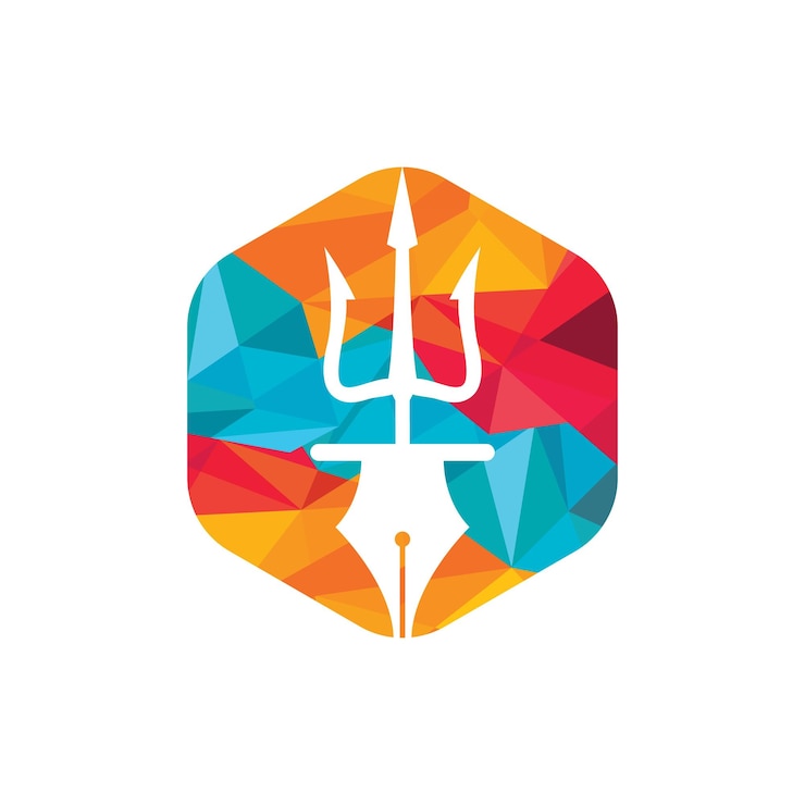 Vector diseño del logotipo vectorial del lápiz tridente