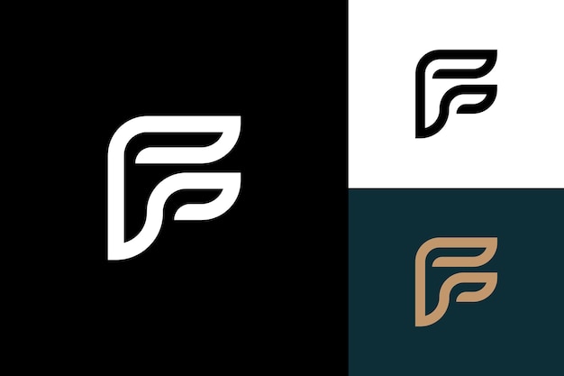 Diseño del logotipo vectorial de la letra f monograma