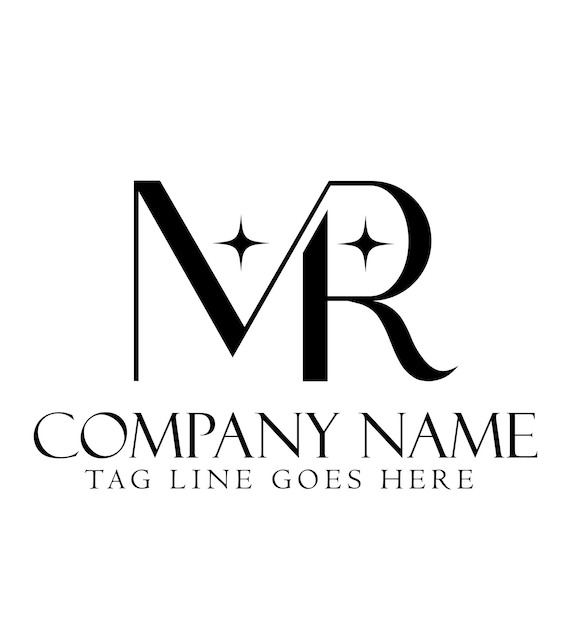 Diseño del logotipo vectorial de la letra MR o RM