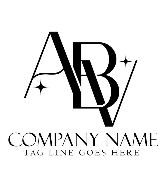 Diseño de logotipo vectorial de letras ABV o AVB para boutiques de joyería de moda de lujo y startups