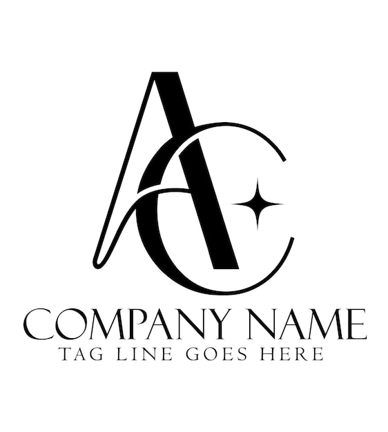 Diseño de logotipo vectorial de letras AC o CA para joyas de boutique de lujo y startups