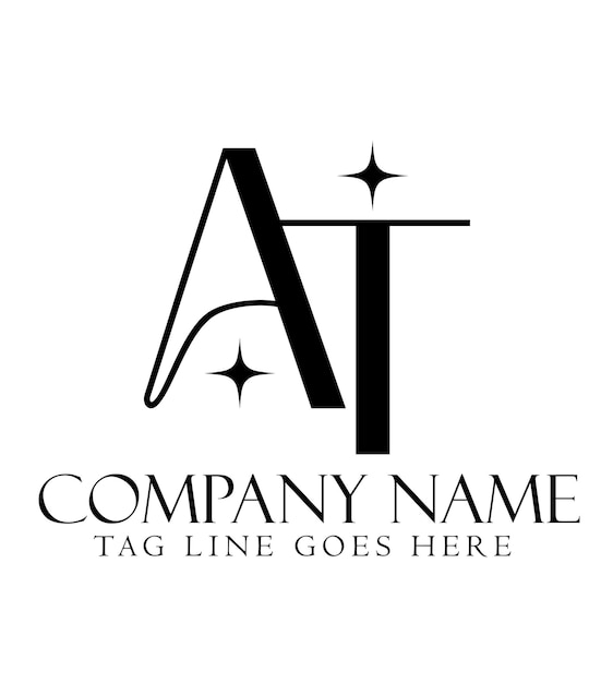 Diseño de logotipo vectorial de letras AT o TA para joyas de boutique de lujo y startups