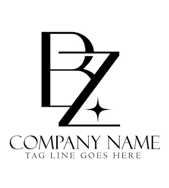 Diseño de logotipo vectorial de letras BZ o ZB para boutiques de joyería de moda de lujo y startups