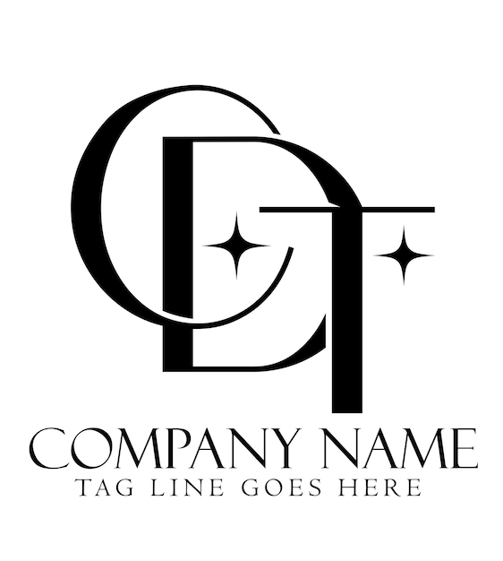 Diseño de logotipo vectorial de letras CDT o CTD para boutiques de joyería de moda de lujo y startups