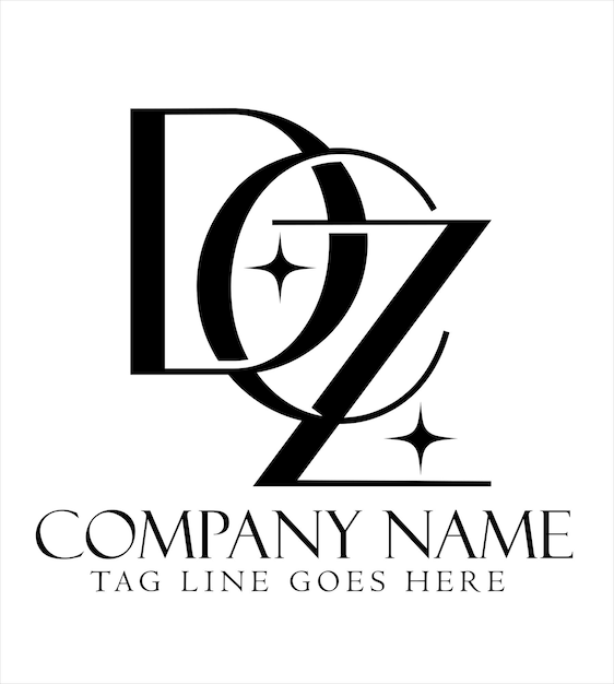 Diseño de logotipo vectorial de letras DCZ o CDZ para boutiques de joyería de moda de lujo y startups